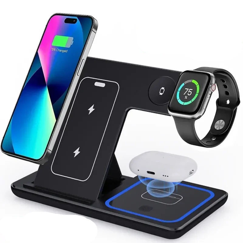 30W Magnetic Wireless Charger Stand for iPhone 15 14 13 12 Pro Max Apple Watch 8 7 Airpods Pro 3 In 1 Fast Phone Charging Sation