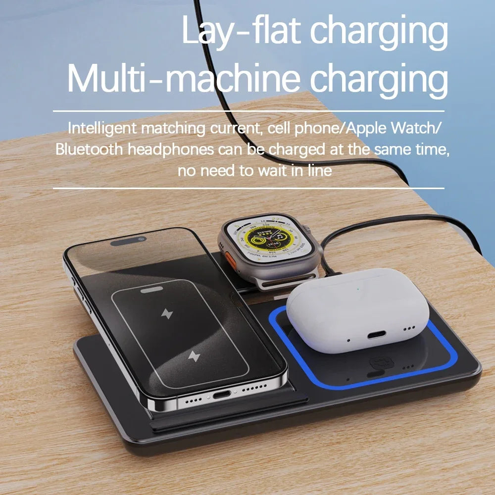 30W Magnetic Wireless Charger Stand for iPhone 15 14 13 12 Pro Max Apple Watch 8 7 Airpods Pro 3 In 1 Fast Phone Charging Sation