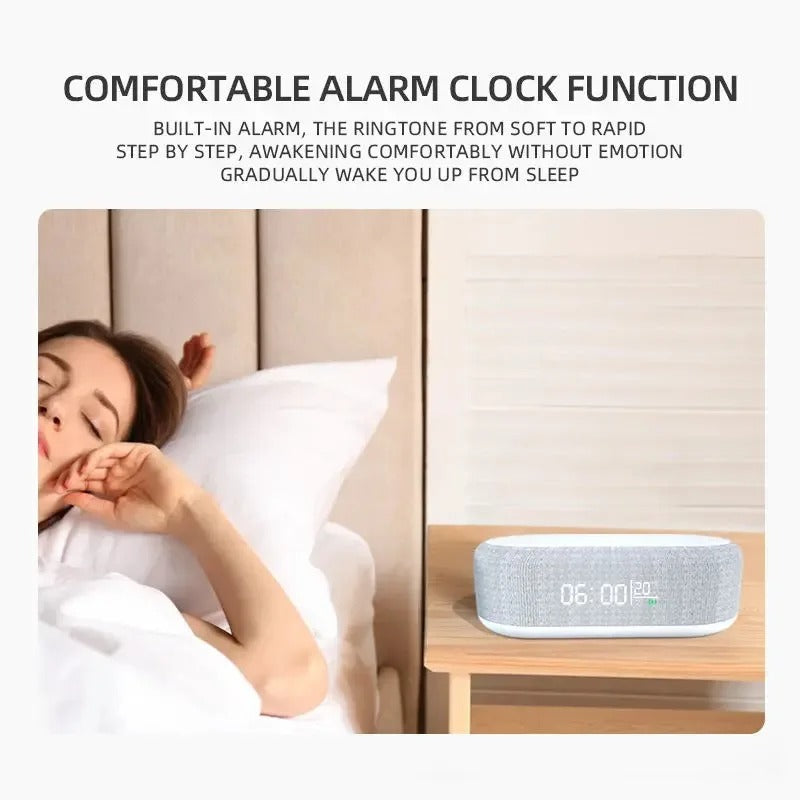 Alarm Clock W/Built in 15W Charging mount, built in night lamp, and digital thermometer