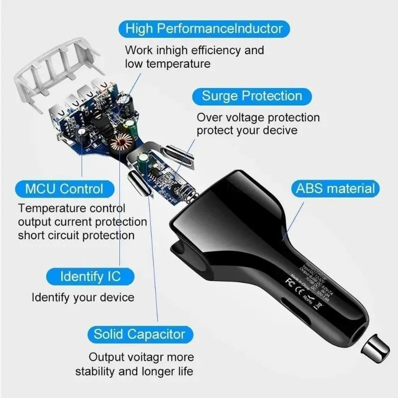 Quick Charge 3.0 Car Charger 4 Ports Fast charging adapter